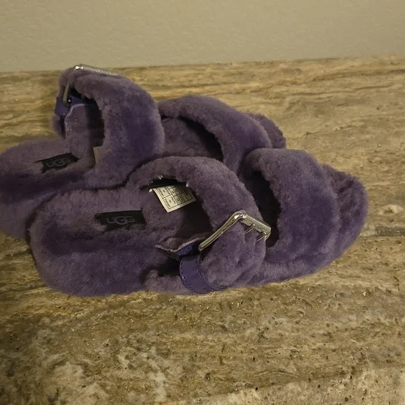 UGG Purple Fuzzy Slippers - Picture 2 of 8